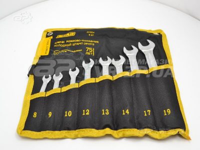 Набір ключів РОЖКОВО-НАКИДНИХ 8-19мм. (холодний штамп) 8шт СИЛА. VR.ZP.UA Немає в наявності Набір ключів РОЖКОВО-НАКИДНИХ 8-19мм. (холодний штамп) 8шт СИЛА. VR.ZP.UA Немає в наявності